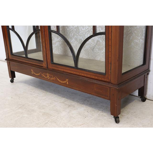 ce-32　1910年代イギリス製アンティーク エドワーディアン マホガニー ディスプレイキャビネット 象嵌細工 飾り棚 ショーケース 店舗什器 送料無料 |  | 17