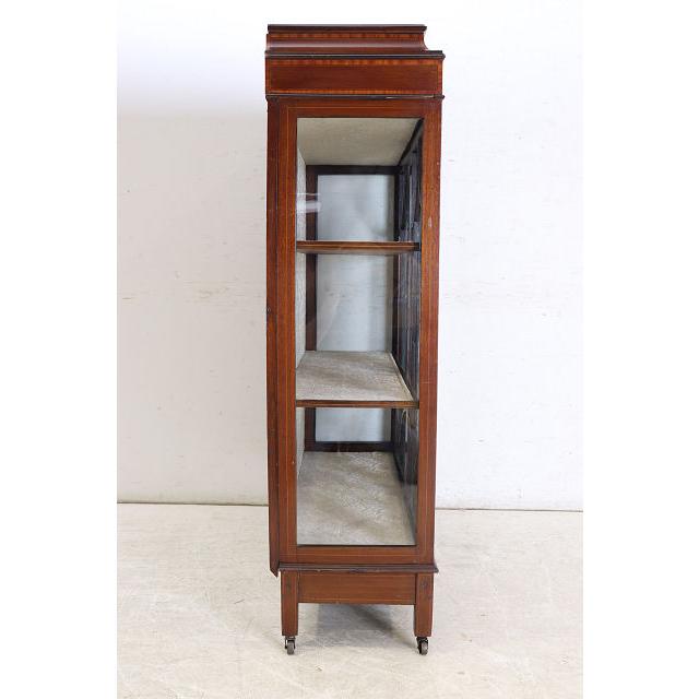 ce-32　1910年代イギリス製アンティーク エドワーディアン マホガニー ディスプレイキャビネット 象嵌細工 飾り棚 ショーケース 店舗什器 送料無料 |  | 19