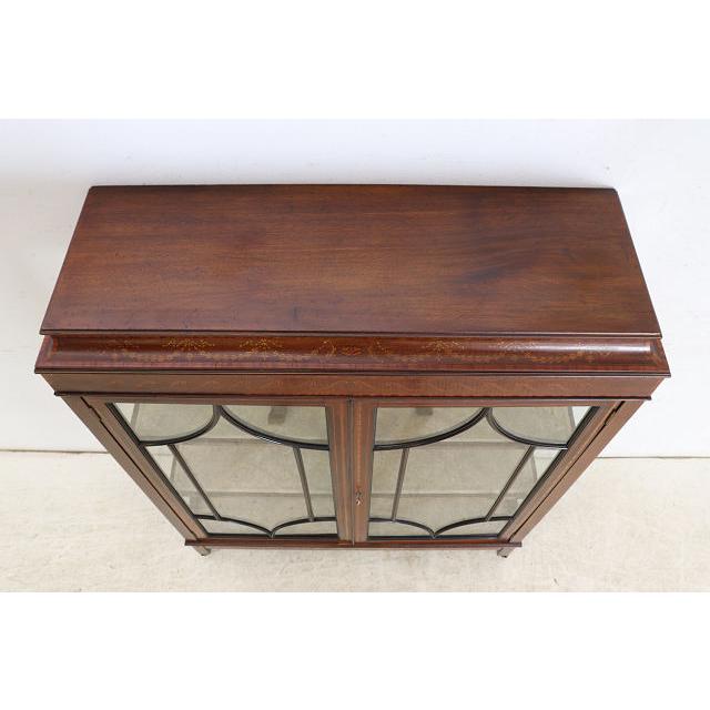 ce-32　1910年代イギリス製アンティーク エドワーディアン マホガニー ディスプレイキャビネット 象嵌細工 飾り棚 ショーケース 店舗什器 送料無料 |  | 05