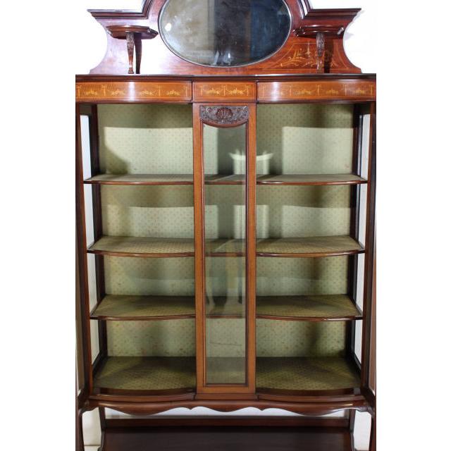 ce-33　1900年代 イギリス製 アンティーク　エドワーディアン　マホガニー　インレイド　ミラーバック　ディスプレイ　キャビネット |  | 15