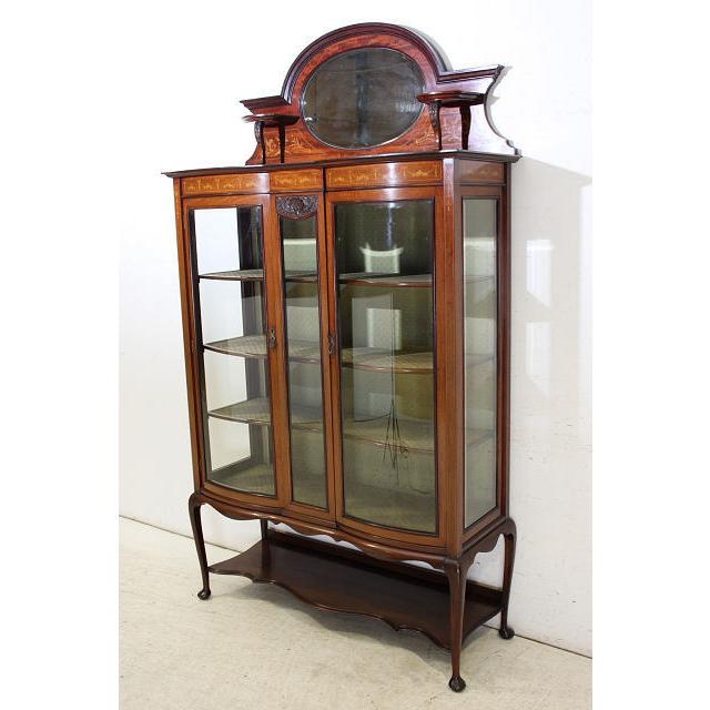 ce-33　1900年代 イギリス製 アンティーク　エドワーディアン　マホガニー　インレイド　ミラーバック　ディスプレイ　キャビネット |  | 02