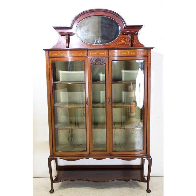 ce-33　1900年代 イギリス製 アンティーク　エドワーディアン　マホガニー　インレイド　ミラーバック　ディスプレイ　キャビネット |  | 03