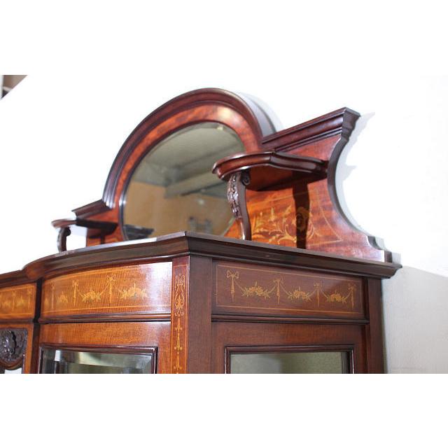 ce-33　1900年代 イギリス製 アンティーク　エドワーディアン　マホガニー　インレイド　ミラーバック　ディスプレイ　キャビネット |  | 08