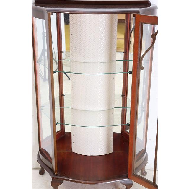 ce-41　1960年代イギリス製ヴィンテージ ウォルナット ミラーバック スモール ハーフムーン ガラスキャビネット 小型 飾り棚 ショーケース 送料無料 |  | 12