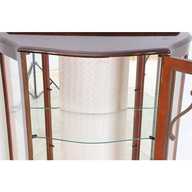 ce-41　1960年代イギリス製ヴィンテージ ウォルナット ミラーバック スモール ハーフムーン ガラスキャビネット 小型 飾り棚 ショーケース 送料無料 |  | 13