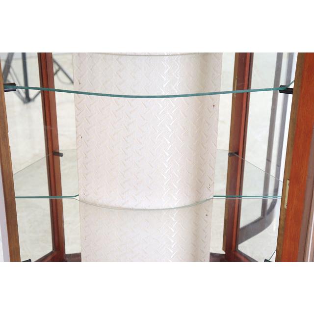 ce-41　1960年代イギリス製ヴィンテージ ウォルナット ミラーバック スモール ハーフムーン ガラスキャビネット 小型 飾り棚 ショーケース 送料無料 |  | 14