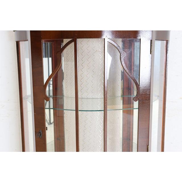 ce-41　1960年代イギリス製ヴィンテージ ウォルナット ミラーバック スモール ハーフムーン ガラスキャビネット 小型 飾り棚 ショーケース 送料無料 |  | 08