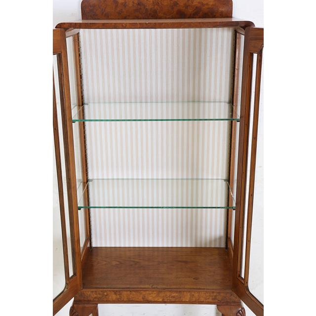 ce-47　1930年代イギリス製アンティーク ウォルナット カブリオーレ ガラスキャビネット 中型 飾り棚 ショーケース 送料無料 |  | 10