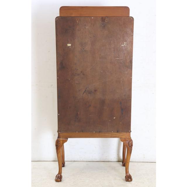 ce-47　1930年代イギリス製アンティーク ウォルナット カブリオーレ ガラスキャビネット 中型 飾り棚 ショーケース 送料無料 |  | 20