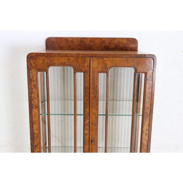 ce-47　1930年代イギリス製アンティーク ウォルナット カブリオーレ ガラスキャビネット 中型 飾り棚 ショーケース 送料無料 |  | 05