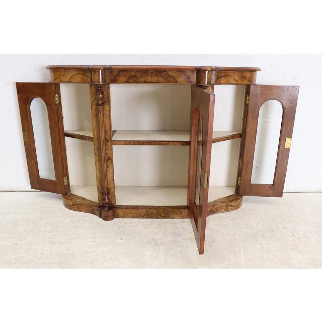 ce-55　1890年代イギリス製アンティーク ビクトリアン ウォルナット クレデンツァ ショップショーケース キャビネット 飾り棚 教会家具 送料無料 |  | 10