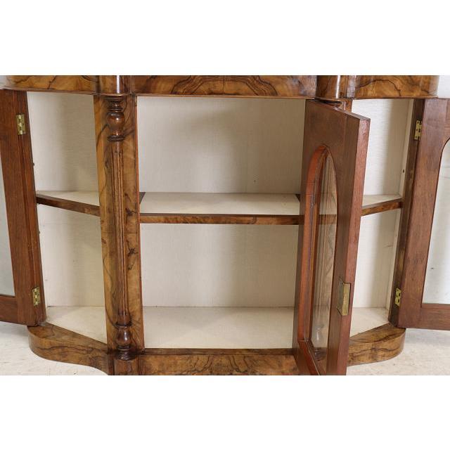 ce-55　1890年代イギリス製アンティーク ビクトリアン ウォルナット クレデンツァ ショップショーケース キャビネット 飾り棚 教会家具 送料無料 |  | 11