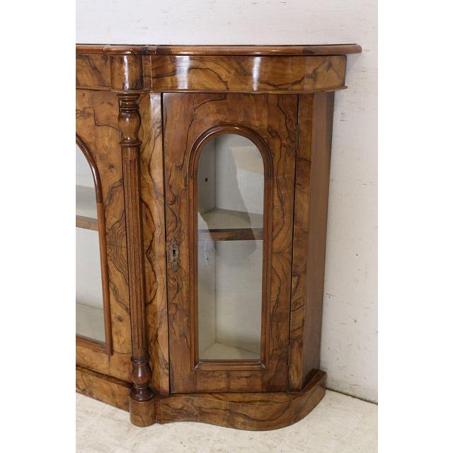 ce-55　1890年代イギリス製アンティーク ビクトリアン ウォルナット クレデンツァ ショップショーケース キャビネット 飾り棚 教会家具 送料無料 |  | 14