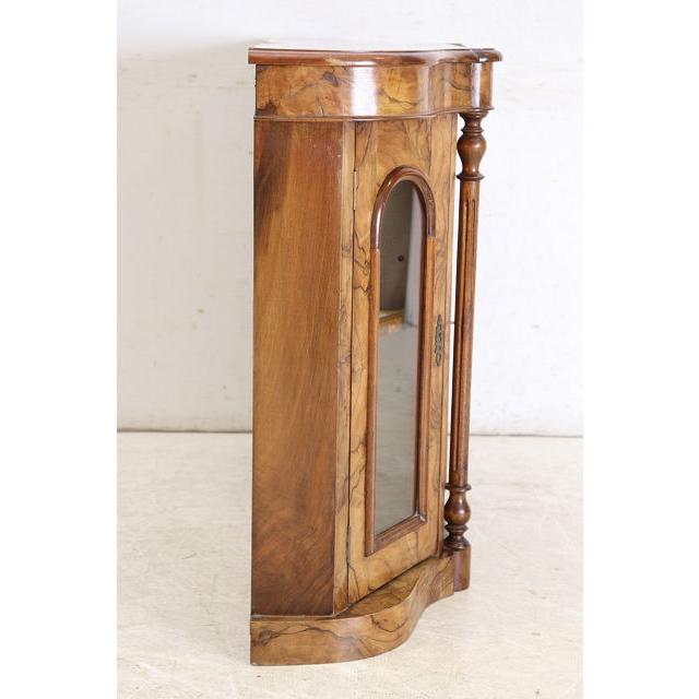 ce-55　1890年代イギリス製アンティーク ビクトリアン ウォルナット クレデンツァ ショップショーケース キャビネット 飾り棚 教会家具 送料無料 |  | 19