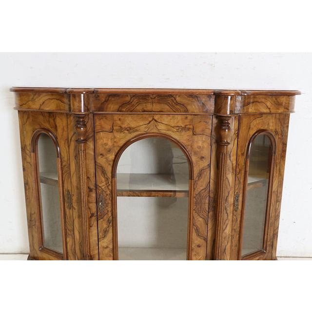 ce-55　1890年代イギリス製アンティーク ビクトリアン ウォルナット クレデンツァ ショップショーケース キャビネット 飾り棚 教会家具 送料無料 |  | 08