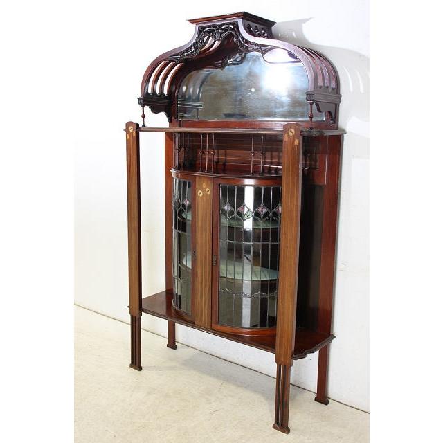 アンティーク アールヌーボー キャビネット ガラス イギリス 英国 家具 レトロ |  | 02