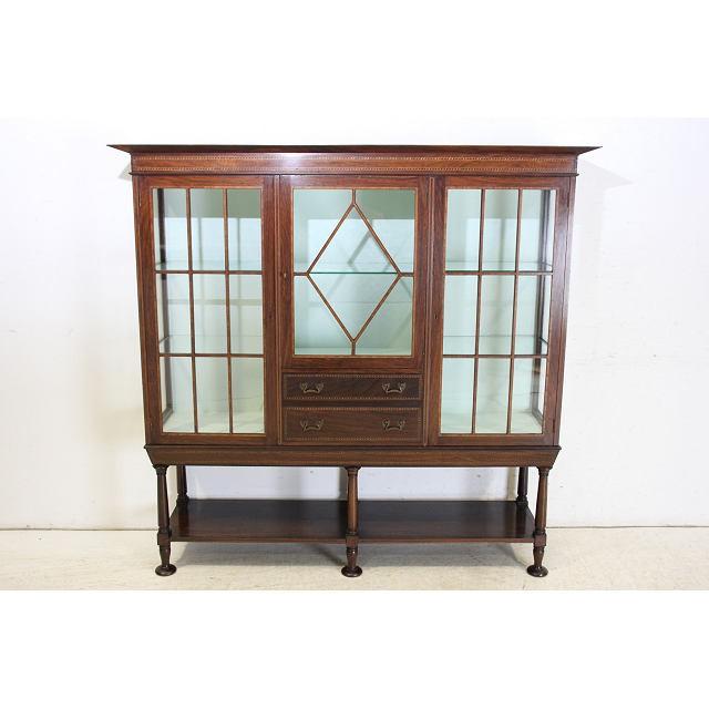 英国アンティーク家具 1910年代 イギリス製 ローズウッド エドワーディアン ディスプレイキャビネット 飾り棚 ショーケース 〈商品番号 ce-93〉 | 