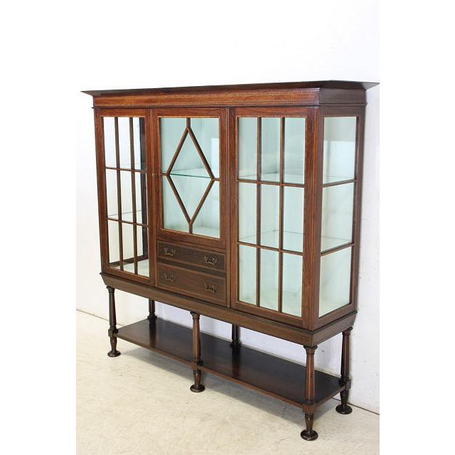 英国アンティーク家具 1910年代 イギリス製 ローズウッド エドワーディアン ディスプレイキャビネット 飾り棚 ショーケース 〈商品番号 ce-93〉 |  | 01