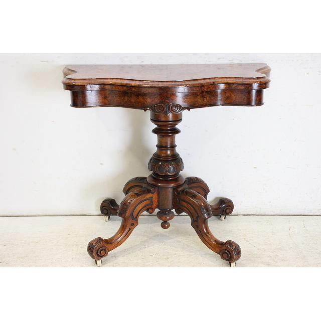 cl-3　1880年代 イギリス製 アンティーク　ビクトリアン　ウォルナット　カードテーブル　ゲームテーブル |  | 01