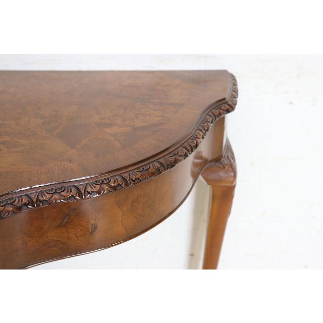 cl-4　1960年代イギリス製ビンテージ ウォルナット ビクトリアン様式 引き出し付き 大型 コンソールテーブル ホールテーブル サイドテーブル 半円 送料無料 |  | 11