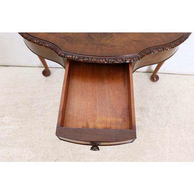 cl-4　1960年代イギリス製ビンテージ ウォルナット ビクトリアン様式 引き出し付き 大型 コンソールテーブル ホールテーブル サイドテーブル 半円 送料無料 |  | 12