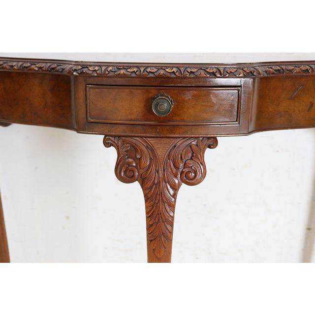 cl-4　1960年代イギリス製ビンテージ ウォルナット ビクトリアン様式 引き出し付き 大型 コンソールテーブル ホールテーブル サイドテーブル 半円 送料無料 |  | 14