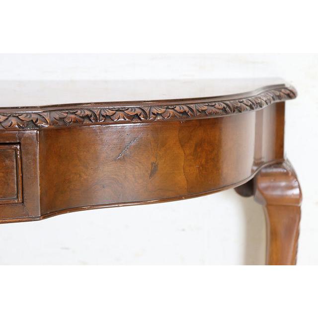 cl-4　1960年代イギリス製ビンテージ ウォルナット ビクトリアン様式 引き出し付き 大型 コンソールテーブル ホールテーブル サイドテーブル 半円 送料無料 |  | 15