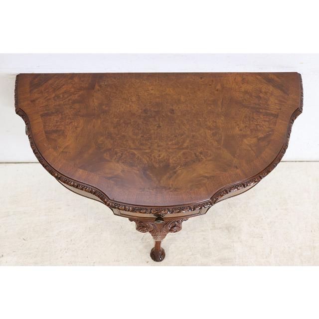 cl-4　1960年代イギリス製ビンテージ ウォルナット ビクトリアン様式 引き出し付き 大型 コンソールテーブル ホールテーブル サイドテーブル 半円 送料無料 |  | 07