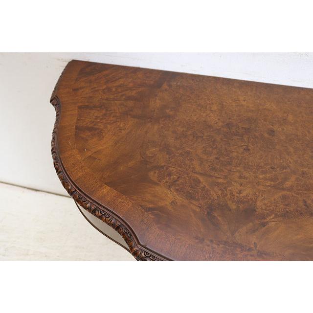 cl-4　1960年代イギリス製ビンテージ ウォルナット ビクトリアン様式 引き出し付き 大型 コンソールテーブル ホールテーブル サイドテーブル 半円 送料無料 |  | 08