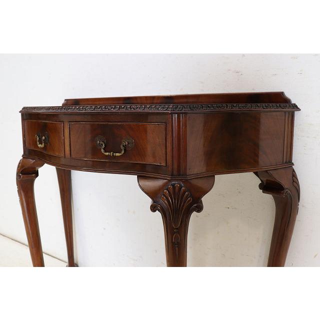cl-5　1960年代イギリス製ビンテージ マホガニー クイーンアン様式 引き出し付き コンソールテーブル ホールテーブル サイドテーブル 送料無料 |  | 13