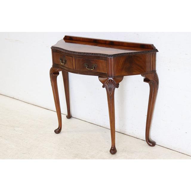 cl-5　1960年代イギリス製ビンテージ マホガニー クイーンアン様式 引き出し付き コンソールテーブル ホールテーブル サイドテーブル 送料無料 |  | 02