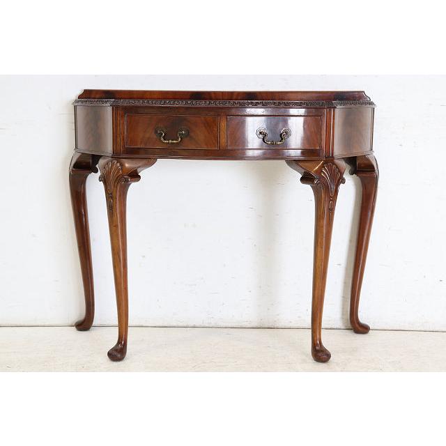 cl-5　1960年代イギリス製ビンテージ マホガニー クイーンアン様式 引き出し付き コンソールテーブル ホールテーブル サイドテーブル 送料無料 |  | 03
