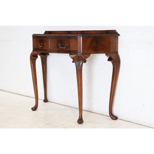 cl-5　1960年代イギリス製ビンテージ マホガニー クイーンアン様式 引き出し付き コンソールテーブル ホールテーブル サイドテーブル 送料無料 |  | 04
