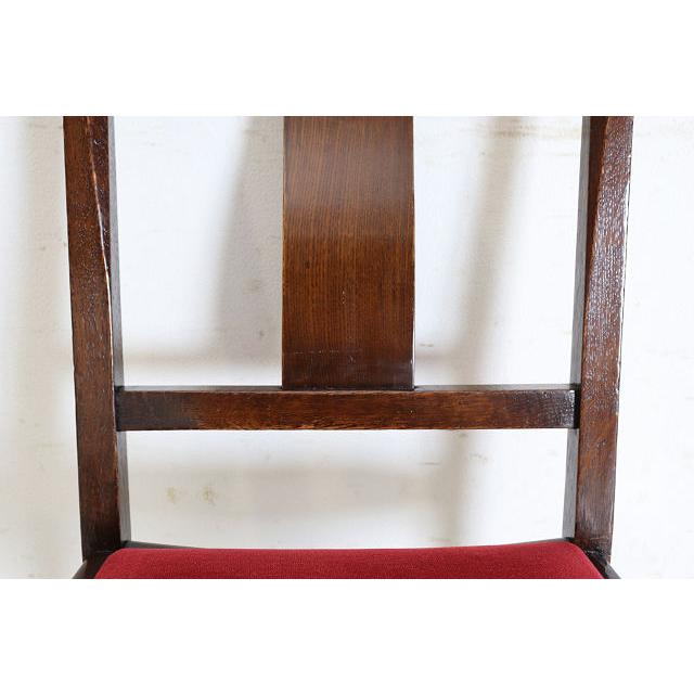 dn-11　1940年代イギリス製アンティーク ソリッドオーク 無垢材 お花のデザインの彫刻 ダイニングチェア 椅子 いす イス レッド 赤 |  | 12