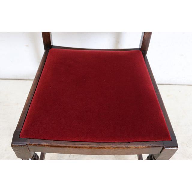 dn-11　1940年代イギリス製アンティーク ソリッドオーク 無垢材 お花のデザインの彫刻 ダイニングチェア 椅子 いす イス レッド 赤 |  | 13