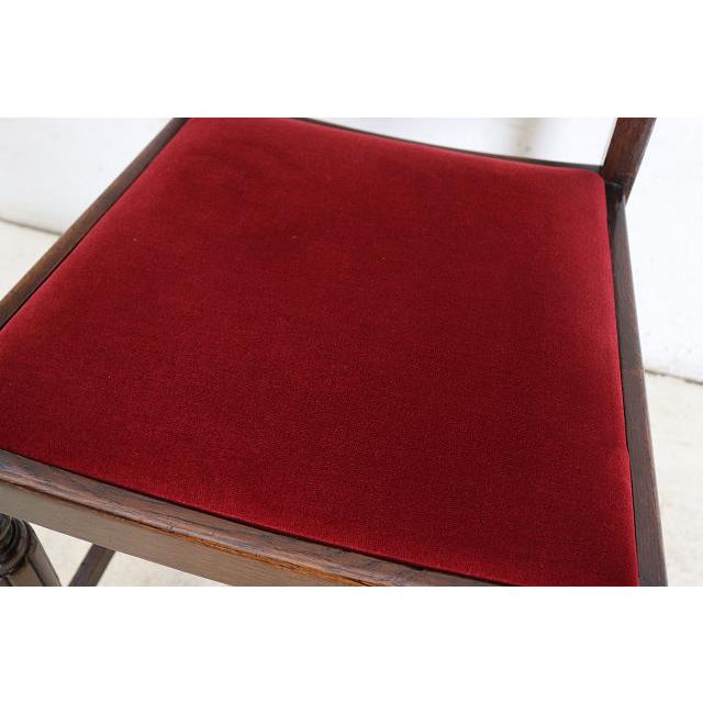 dn-11　1940年代イギリス製アンティーク ソリッドオーク 無垢材 お花のデザインの彫刻 ダイニングチェア 椅子 いす イス レッド 赤 |  | 14