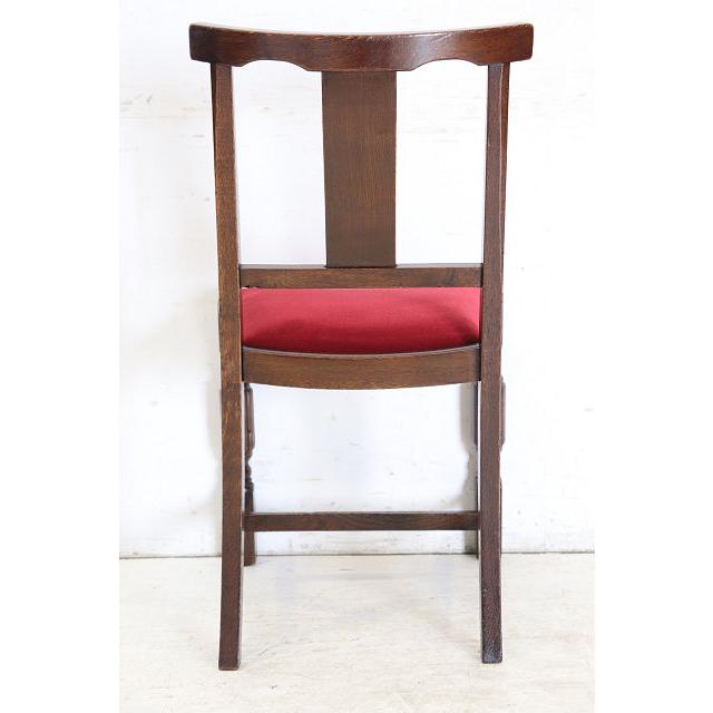 dn-11　1940年代イギリス製アンティーク ソリッドオーク 無垢材 お花のデザインの彫刻 ダイニングチェア 椅子 いす イス レッド 赤 |  | 20