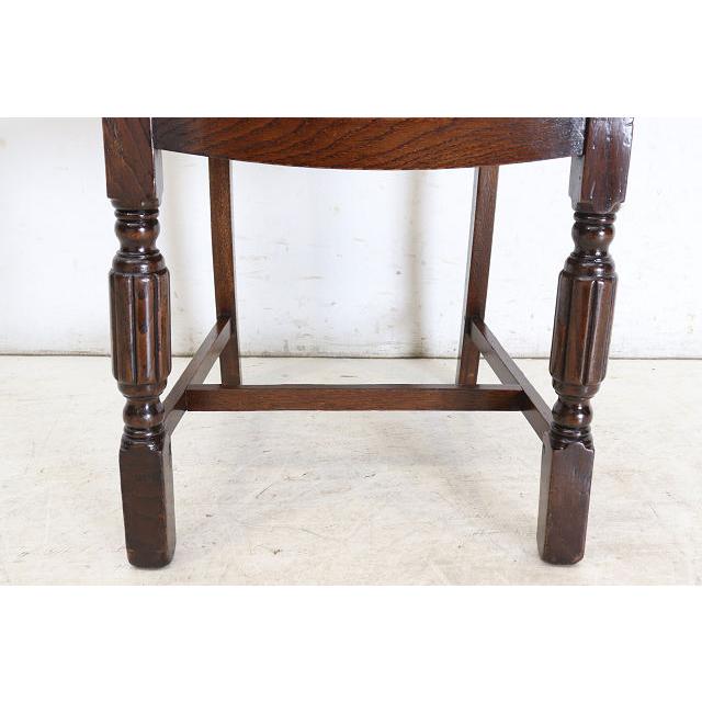 dn-12　1940年代イギリス製アンティーク ソリッドオーク 無垢材 お花のデザインの彫刻 ダイニングチェア 椅子 いす イス ブルーのストライプ |  | 17