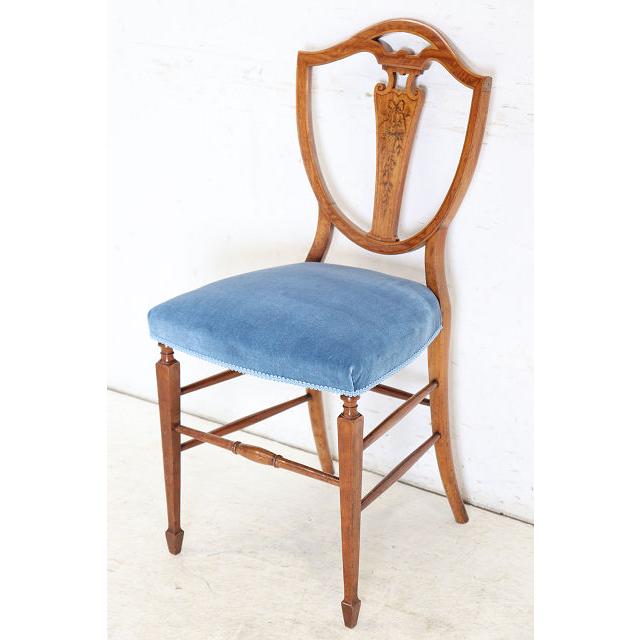 dn-13　1920年代イギリス製アンティーク ウォルナット ヘップルホワイト様式 シェルバック ダイニングチェア 椅子 いす イス サイドチェア |  | 02