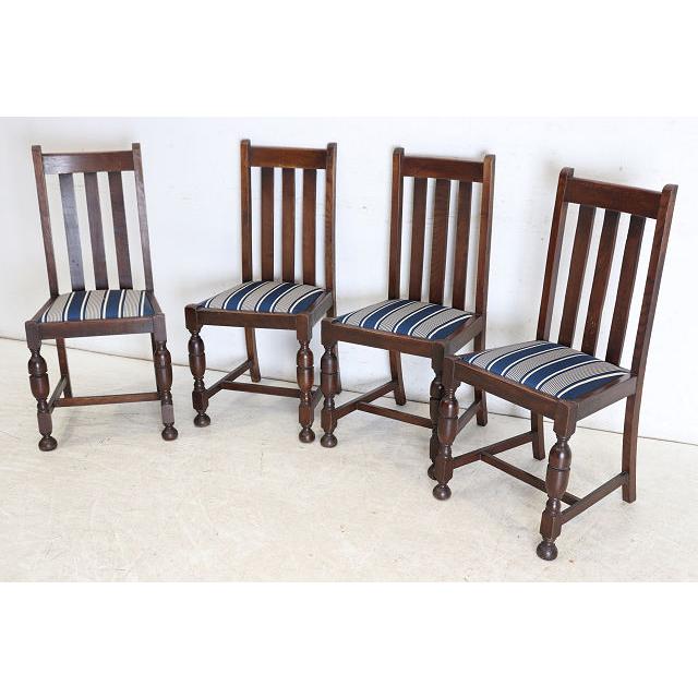 dn-24　1940年代イギリス製アンティーク オーク ダブルカップレッグ ダイニングチェア 4脚セット 食卓椅子 いす イス 送料無料 |  | 03