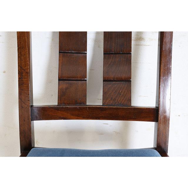 dn-28　1940年代イギリス製アンティーク ソリッドオーク 無垢材 ダブルカップレッグ ダイニングチェア 椅子 いす イス ブルー 青 |  | 11