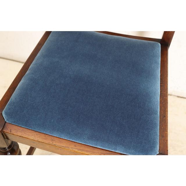 dn-28　1940年代イギリス製アンティーク ソリッドオーク 無垢材 ダブルカップレッグ ダイニングチェア 椅子 いす イス ブルー 青 |  | 13