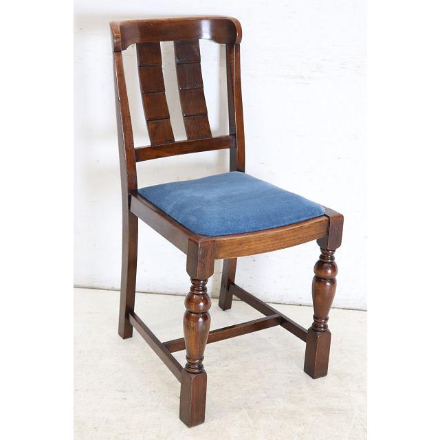 dn-28　1940年代イギリス製アンティーク ソリッドオーク 無垢材 ダブルカップレッグ ダイニングチェア 椅子 いす イス ブルー 青 |  | 17