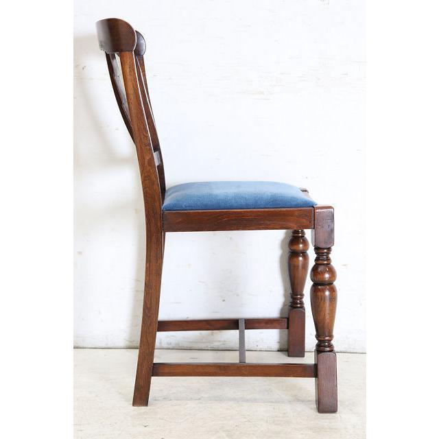 dn-28　1940年代イギリス製アンティーク ソリッドオーク 無垢材 ダブルカップレッグ ダイニングチェア 椅子 いす イス ブルー 青 |  | 19