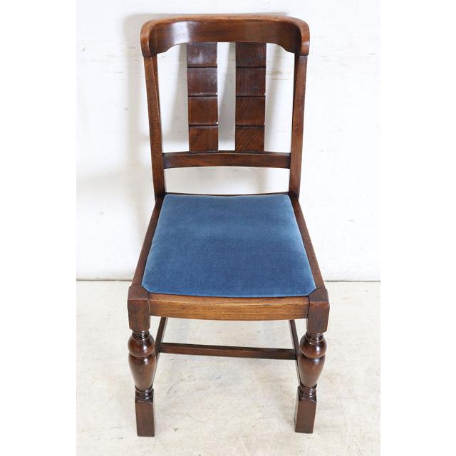 dn-28　1940年代イギリス製アンティーク ソリッドオーク 無垢材 ダブルカップレッグ ダイニングチェア 椅子 いす イス ブルー 青 |  | 06