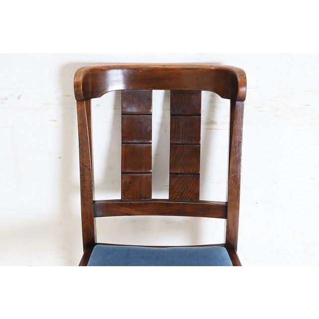 dn-28　1940年代イギリス製アンティーク ソリッドオーク 無垢材 ダブルカップレッグ ダイニングチェア 椅子 いす イス ブルー 青 |  | 07