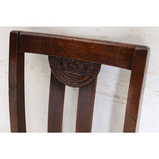 dn-2　1940年代イギリス製アンティーク ソリッドオーク 無垢材 お花が彫刻された ダイニングチェア 椅子 いす イス 白 ホワイト |  | 11