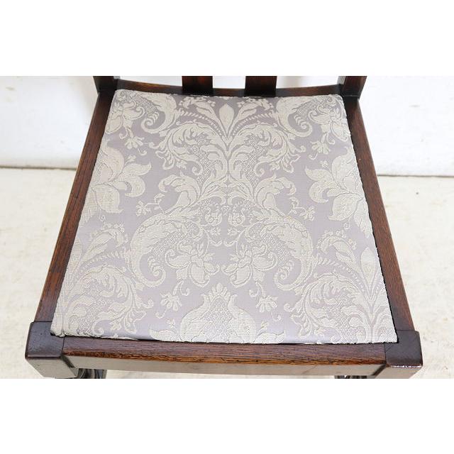 dn-2　1940年代イギリス製アンティーク ソリッドオーク 無垢材 お花が彫刻された ダイニングチェア 椅子 いす イス 白 ホワイト |  | 12