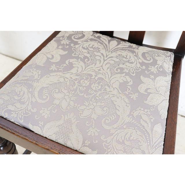 dn-2　1940年代イギリス製アンティーク ソリッドオーク 無垢材 お花が彫刻された ダイニングチェア 椅子 いす イス 白 ホワイト |  | 13