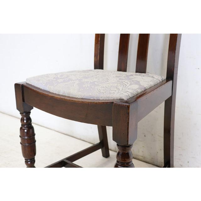 dn-2　1940年代イギリス製アンティーク ソリッドオーク 無垢材 お花が彫刻された ダイニングチェア 椅子 いす イス 白 ホワイト |  | 14